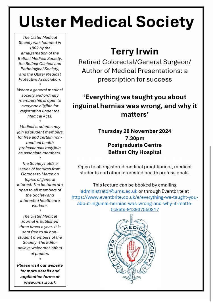 Mark Vignesha Roberts (@markvignesha) on Twitter photo I’m delighted to be hosting next Thursday 28th Nov <a href="/UlsterMedSoc/">UlsterMedicalSociety</a> evening’s talk from Mr Terry Irwin - esp as no-one has ever told me I was wrong before 😉…join us in Belfast with☕️🫖or online via booking: eventbrite.co.uk/e/everything-w… I’m delighted to be hosting next Thursday 28th Nov <a href="/UlsterMedSoc/">UlsterMedicalSociety</a> evening’s talk from Mr Terry Irwin - esp as no-one has ever told me I was wrong before 😉…join us in Belfast with☕️🫖or online via booking: eventbrite.co.uk/e/everything-w…