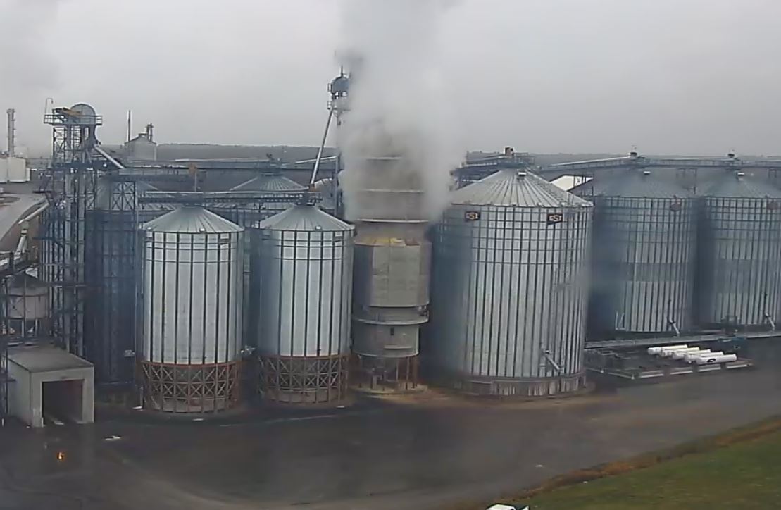 Our new dryer is fully operational now.  As you can see in this picture from today, the dryer creates lots of steam while operating.  Please note there is no fire at the Port.   Thank you everyone for your concern.