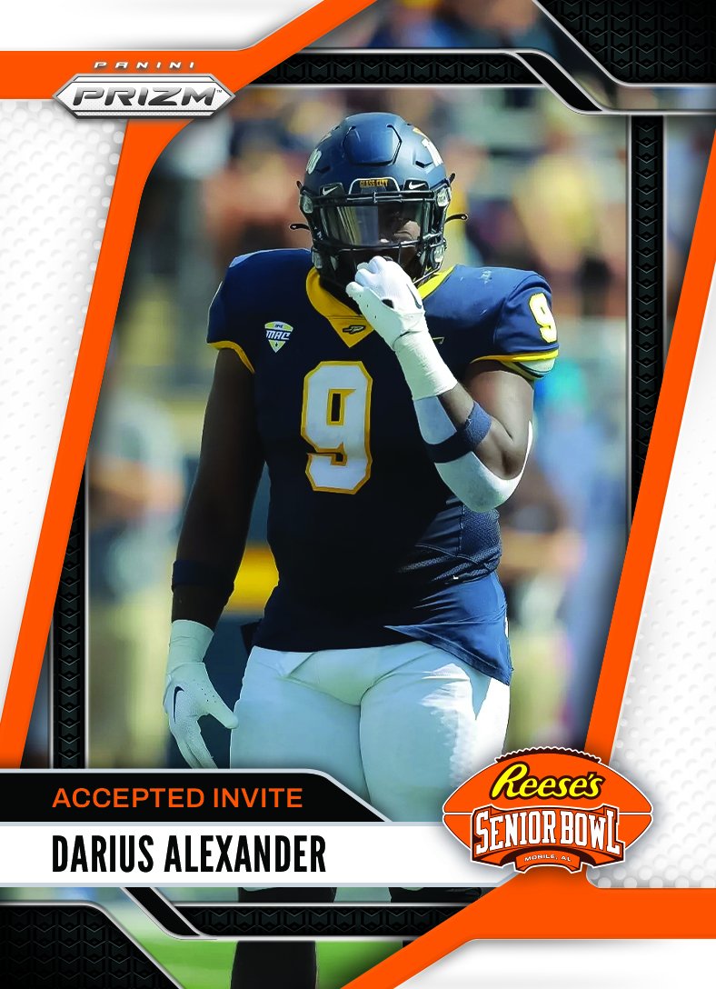 Reese's Senior Bowl (@seniorbowl) on Twitter photo Officially Accepted! DL Darius Alexander <a href="/Darius2019/">Darius Alexander🦍</a> from <a href="/ToledoFB/">Toledo Football</a> is headed to the 2025 Reese's Senior Bowl #ONErocket | #MACtion 💪 #BestOfTheBest #TheDraftStartsInMOBILE™️
@JimNagy_SB <a href="/PaniniAmerica/">Panini America</a> #RatedRookie Officially Accepted! DL Darius Alexander <a href="/Darius2019/">Darius Alexander🦍</a> from <a href="/ToledoFB/">Toledo Football</a> is headed to the 2025 Reese's Senior Bowl #ONErocket | #MACtion 💪 #BestOfTheBest #TheDraftStartsInMOBILE™️
@JimNagy_SB <a href="/PaniniAmerica/">Panini America</a> #RatedRookie