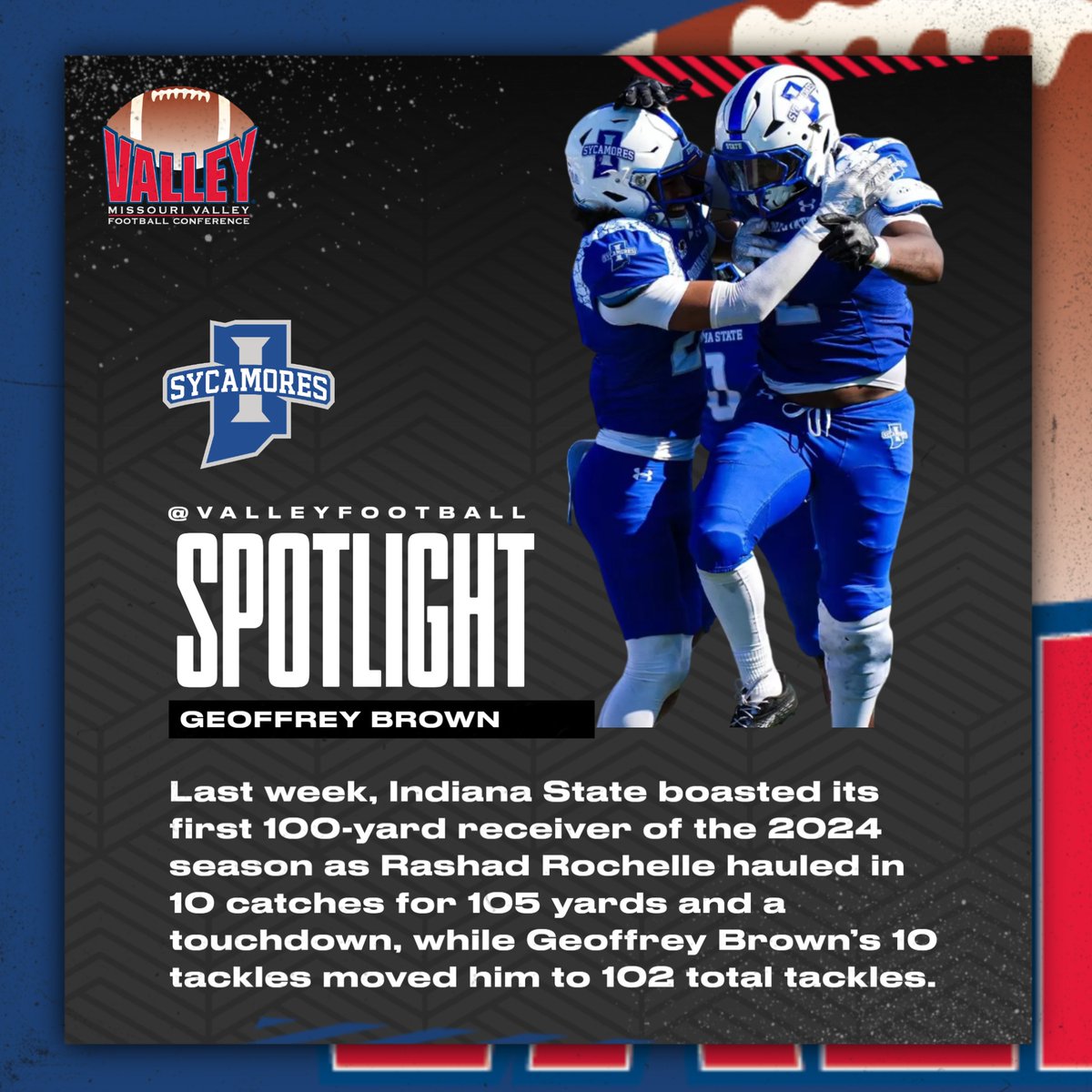 ValleyFootball's tweet image. MISSOURI VALLEY FOOTBALL

@IndStFB at @UNIFootball 

📅 Saturday, Nov. 23
 📍 Cedar Falls, Iowa
🏟️ UNI-Dome
⏱️ 1 pm CT
📺 ESPN+ / Panther Sports Network