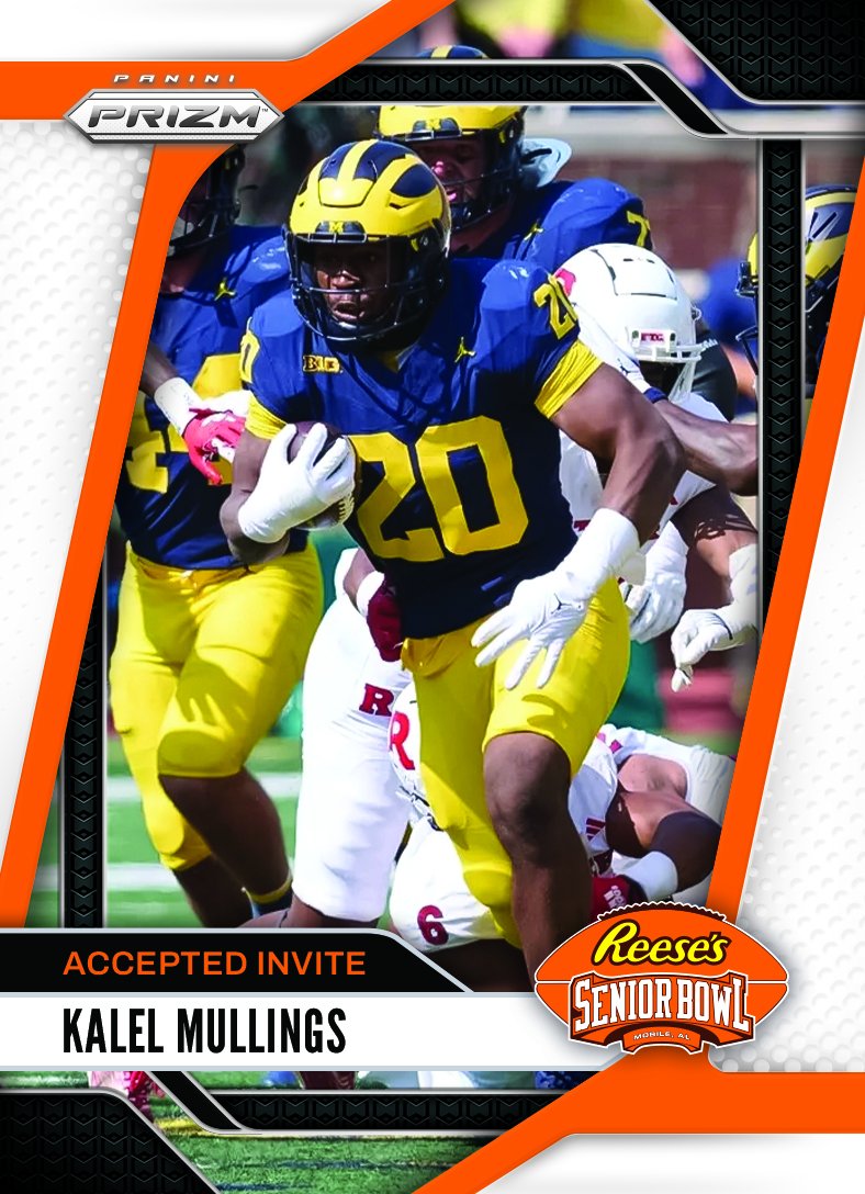 Reese's Senior Bowl (@seniorbowl) on Twitter photo OFFICIAL! RB Kalel Mullings <a href="/kalelmullings/">𝐊𝐚𝐥𝐞𝐥 𝐌𝐮𝐥𝐥𝐢𝐧𝐠𝐬</a> from <a href="/UMichFootball/">Michigan Football</a> is heading to the 2025 Reese's Senior Bowl!!! 👏👏👏 #GoBlue #BestOfTheBest #TheDraftStartsInMOBILE™️
@JimNagy_SB <a href="/PaniniAmerica/">Panini America</a> #RatedRookie OFFICIAL! RB Kalel Mullings <a href="/kalelmullings/">𝐊𝐚𝐥𝐞𝐥 𝐌𝐮𝐥𝐥𝐢𝐧𝐠𝐬</a> from <a href="/UMichFootball/">Michigan Football</a> is heading to the 2025 Reese's Senior Bowl!!! 👏👏👏 #GoBlue #BestOfTheBest #TheDraftStartsInMOBILE™️
@JimNagy_SB <a href="/PaniniAmerica/">Panini America</a> #RatedRookie