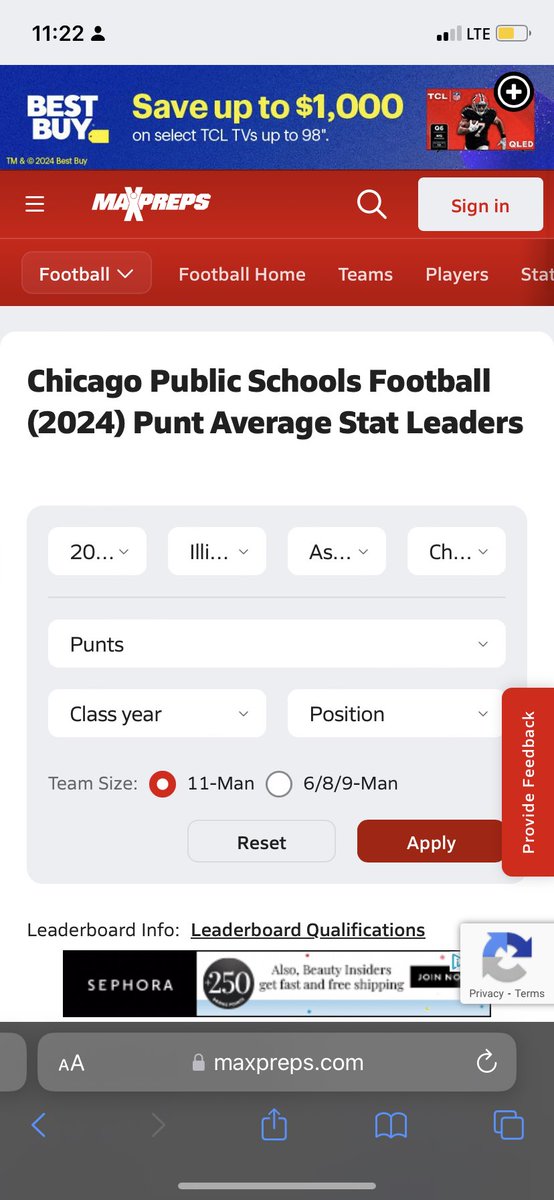 #1 punter in Chicago Public Schools!