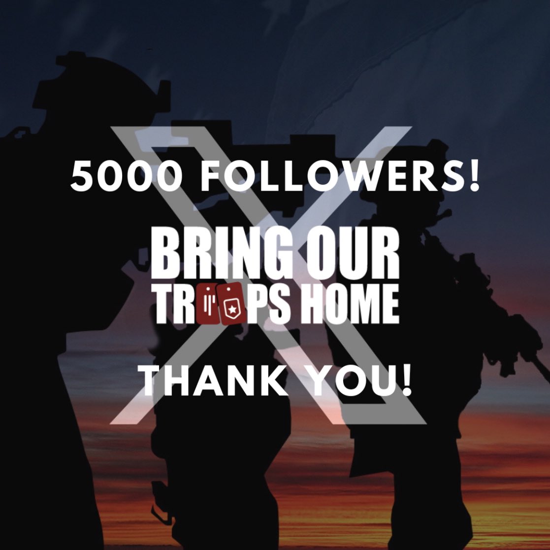 TroopsHomeUS's tweet image. This morning we reached 5,000 followers 🥳🎉

Thank you to everyone who’s helped grow this veteran-led movement.

The 2025 legislative season is right around the corner, and @DefendTheGuard needs as as much buzz as possible.

RETWEET and FOLLOW to build our momentum 🥊
