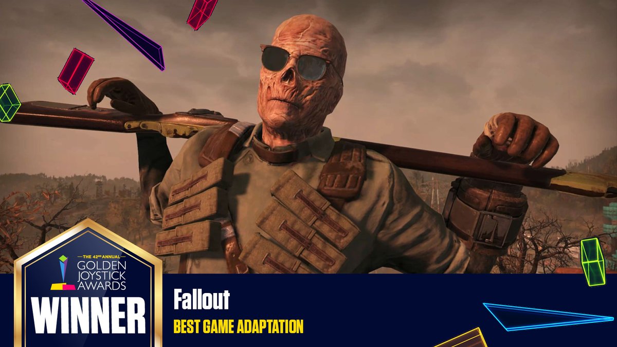 Best Game Adaptation is a new award that celebrates the best movies and TV shows based on games. Our inaugural winner is <a href="/falloutonprime/">FALLOUT⚡️</a>! #GoldenJoystickAwards
