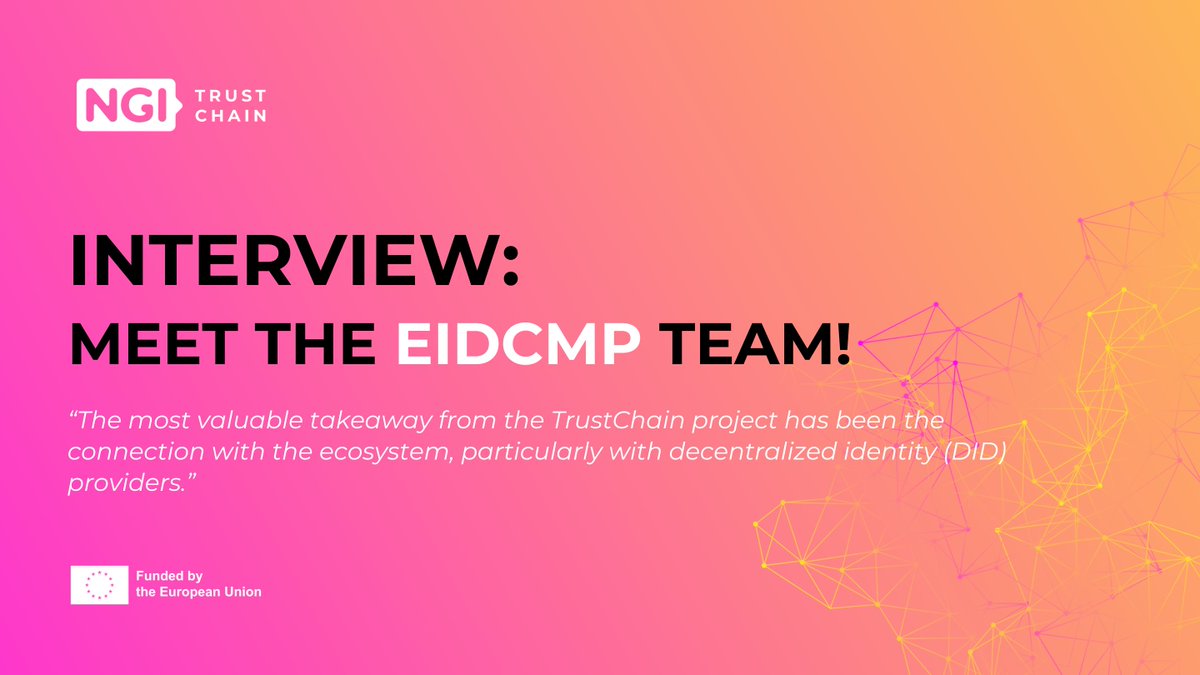 TrustChain (@ngi_trustchain) on Twitter photo 🚀 Unlocking the Future of Digital Trust with EIDCMP 🔐
🔗 Want to learn more about their journey and the impact of their work? 👉 trustchain.ngi.eu/interview-meet…
<a href="/EURODYN_Careers/">EUROPEAN DYNAMICS</a> <a href="/F6S_Gov/">F6S Innovation</a> <a href="/STEconAUEB/">AUEB - STEcon Group</a> <a href="/cibervoluntario/">Cibervoluntarios</a> <a href="/Alastria_/">Alastria Blockchain Ecosystem</a> <a href="/timelex_lawfirm/">Timelex</a> <a href="/CityUniLondon/">Anna</a> <a href="/uoaofficial/">University of Athens</a> 🚀 Unlocking the Future of Digital Trust with EIDCMP 🔐
🔗 Want to learn more about their journey and the impact of their work? 👉 trustchain.ngi.eu/interview-meet…
<a href="/EURODYN_Careers/">EUROPEAN DYNAMICS</a> <a href="/F6S_Gov/">F6S Innovation</a> <a href="/STEconAUEB/">AUEB - STEcon Group</a> <a href="/cibervoluntario/">Cibervoluntarios</a> <a href="/Alastria_/">Alastria Blockchain Ecosystem</a> <a href="/timelex_lawfirm/">Timelex</a> <a href="/CityUniLondon/">Anna</a> <a href="/uoaofficial/">University of Athens</a>