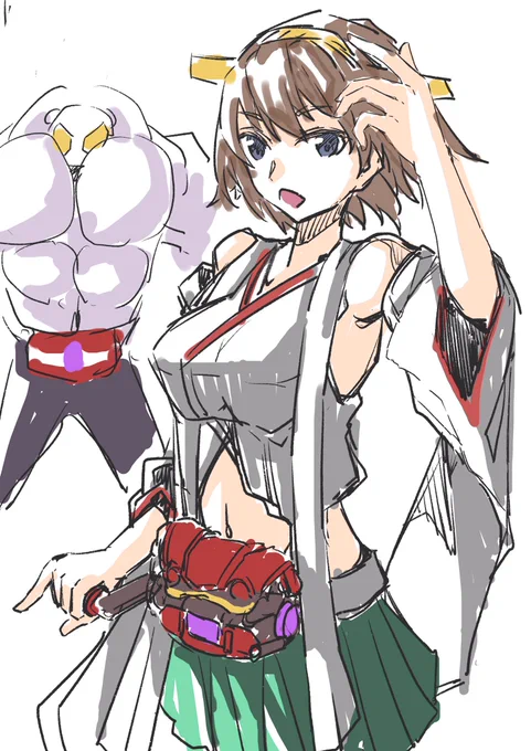 比叡、なんの脈絡もなく「変身!!」#艦これ版深夜の真剣お絵描き60分一本勝負 #艦これ版真剣お絵描き60分一本勝負_20241121 