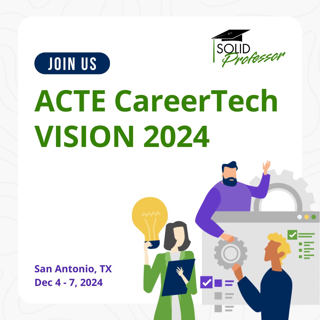 SolidProfessor is heading to San Antonio for ACTE CareerTech Vision 2024!  
📍 Find us at Booth 725! Stop by to learn how we’re empowering educators and students with innovative tools for STEM. Let’s talk about the future of CTE education!  
#ACTE2024 #CTE #SolidProfessor