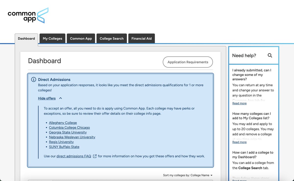 Have you seen direct admissions offers in your Common App dashboard? Great! 🎉 Now what?:
✔️ Research what makes each school unique.
✔️ If you are interested, apply by the deadline!
✔️ No application fees &amp; offers are non-binding.

Explore your options and take the next step!