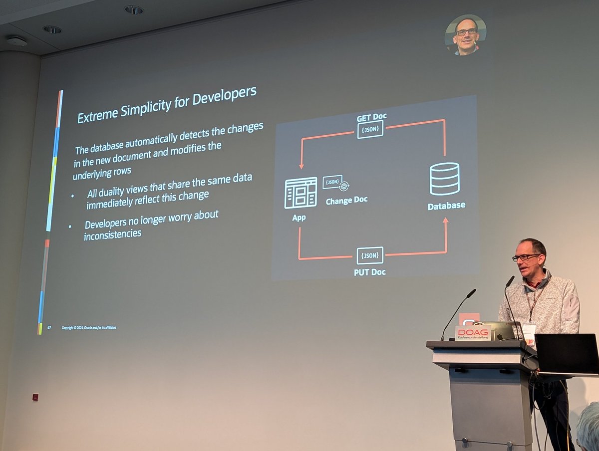 FriedholdMatz's tweet image. The motivation for #OracleDB 23ai JSON Duality Views by @bch_t Beda Hammerschmidt in his #DOAG2024 session