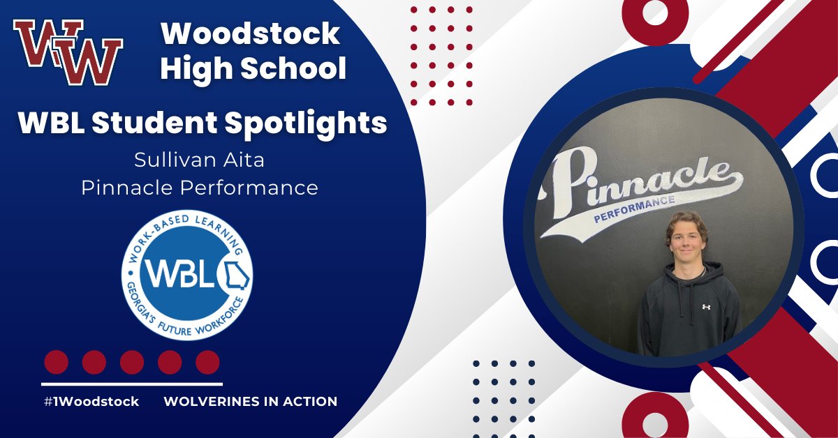 The WBL Student Spotlight this week is Sullivan Aita! Sullivan interns at Pinnacle Performance working with athletes to improve on their skills!  Congratulations Sullivan! #WHSWBL #1Woodstock #Woliverinsatwork