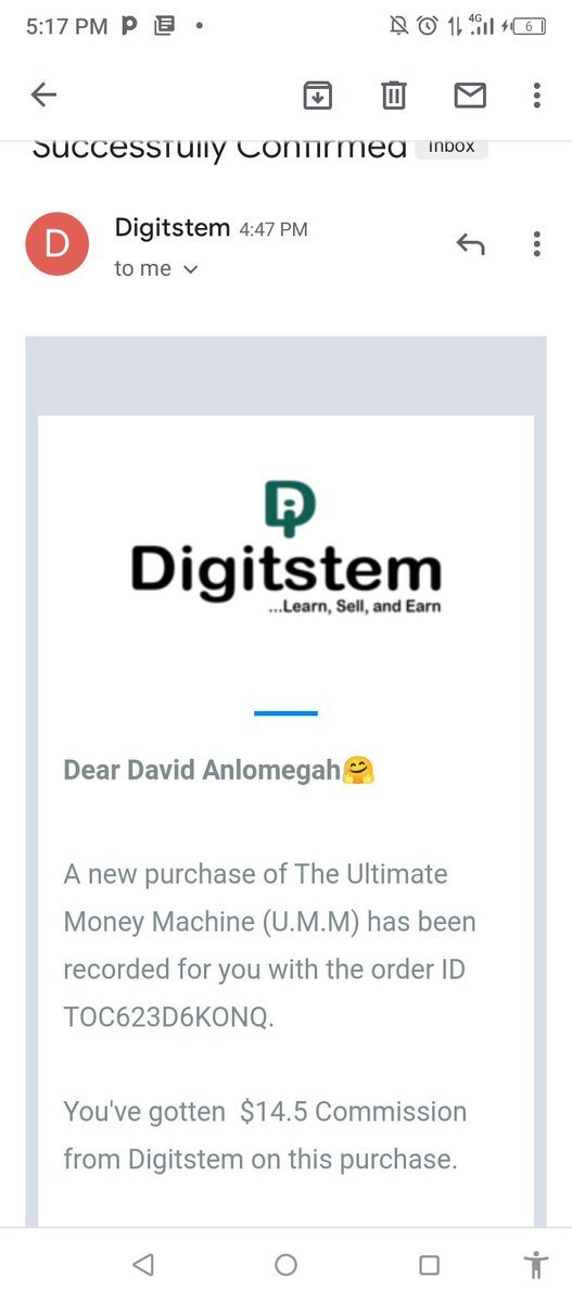 Another sale bagged successful 😊😊no need to ask urgent 20 CEDIS from my friends🥺🥺❤️❤️ Thanks @Digistem  shout out to Digitstem technical team, Thanks @Cecil_bosomtwe