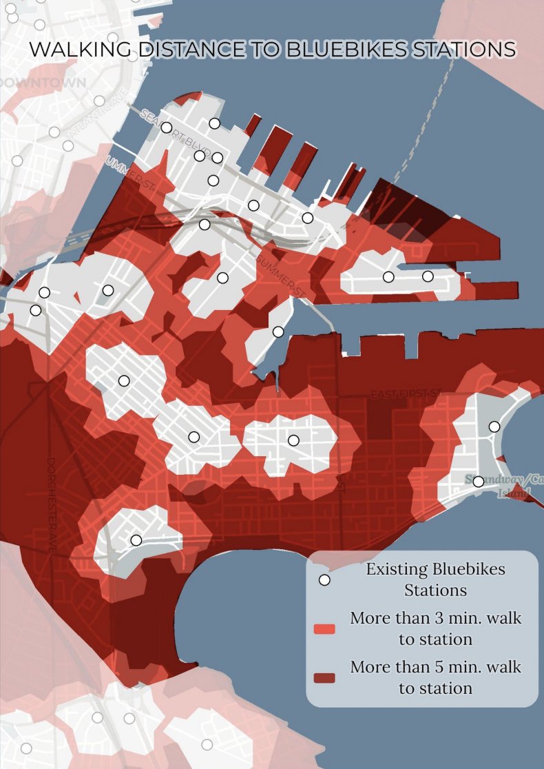 Southie has comparably poor BlueBike station density. We deserve the same level of city services as other neighborhoods!

My parent's home is 10 min walk from closest station (marine park), but I'd usually walk 15 minutes to the Library since I'm usually going that direction