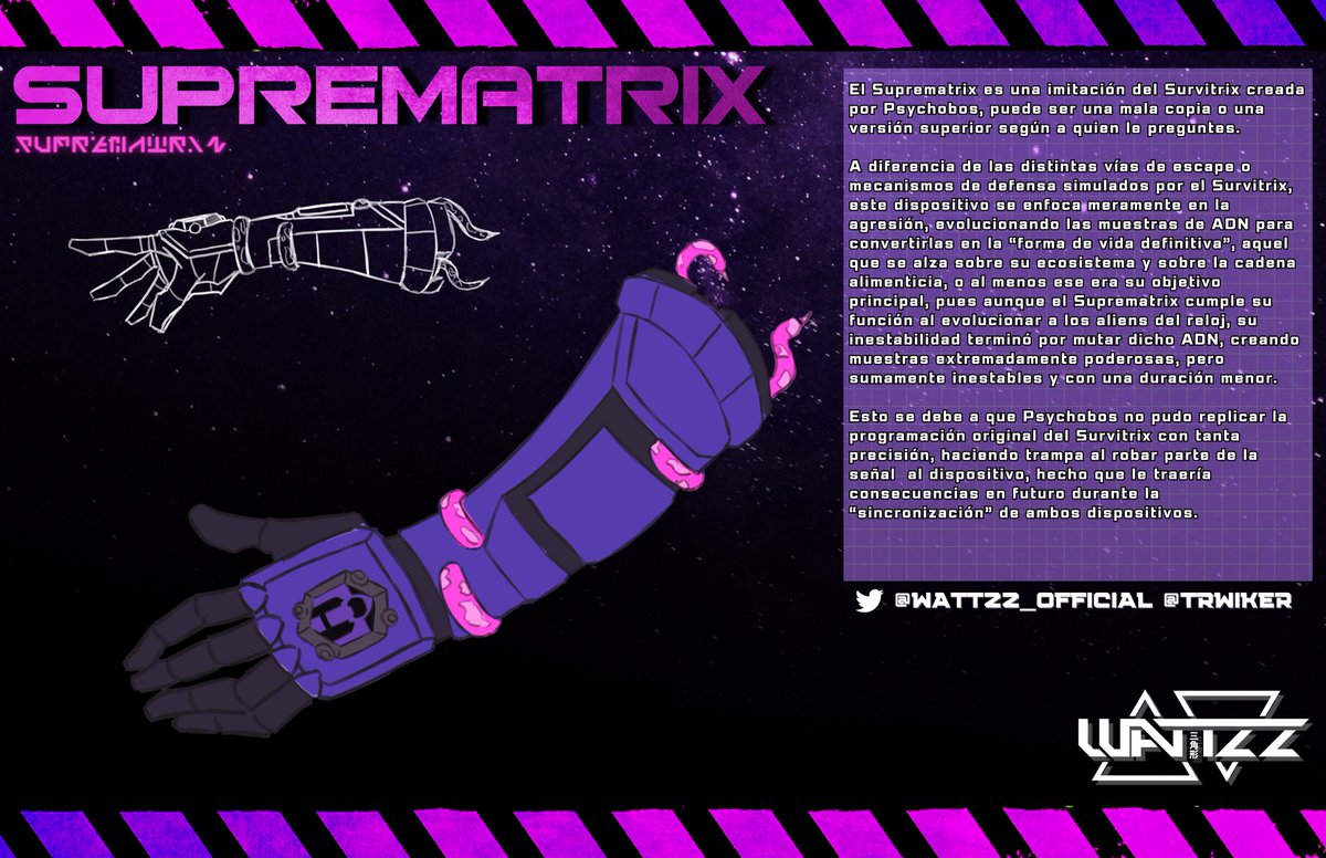 WAttzZ_Official's tweet photo. Les debía esto, por eso les dejo 2 fichas en esta ocasión...
Así que por eso les presento al Suprematrix, el invento de Psychobos que busca superar al Survitrix, creando la "forma de vida definitiva"...
#Survitrix #Suprematrix #Chaquetrix #Omnitrix #Ben10 #Ben10AU #Ben10Fanart https://t.co/EsNWO5UtSO
