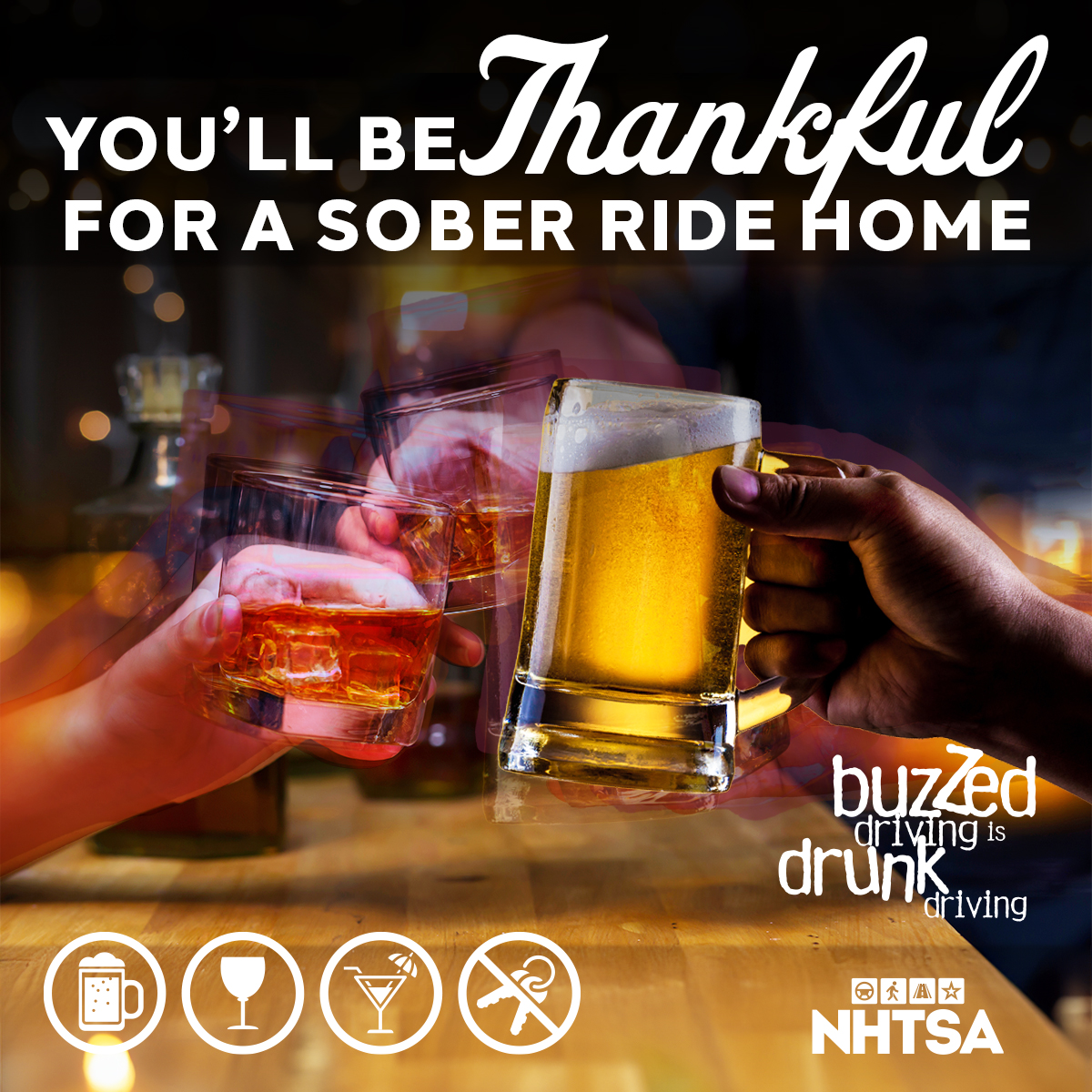 During the Thanksgiving holiday in 2022, there were 184 crashes fatalities across the US involving drivers with a blood alcohol level of .08 or higher. Please drive safe this holiday season - and remember, buzzed driving is drunk driving. <a href="/NHTSAgov/">nhtsagov</a>