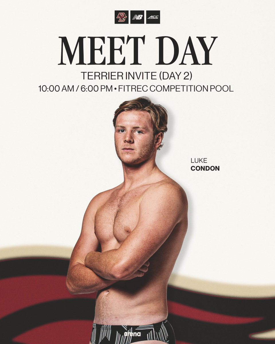 BCswimming's tweet photo. Day2⃣!

🏊 Terrier Invite
📍Boston, Mass. 
⏰ 10 a.m. (Prelims) / 6 p.m. (Finals)
💻https://t.co/rEKgflBiIf
📊Meet Mobile App https://t.co/yL3P4zictS