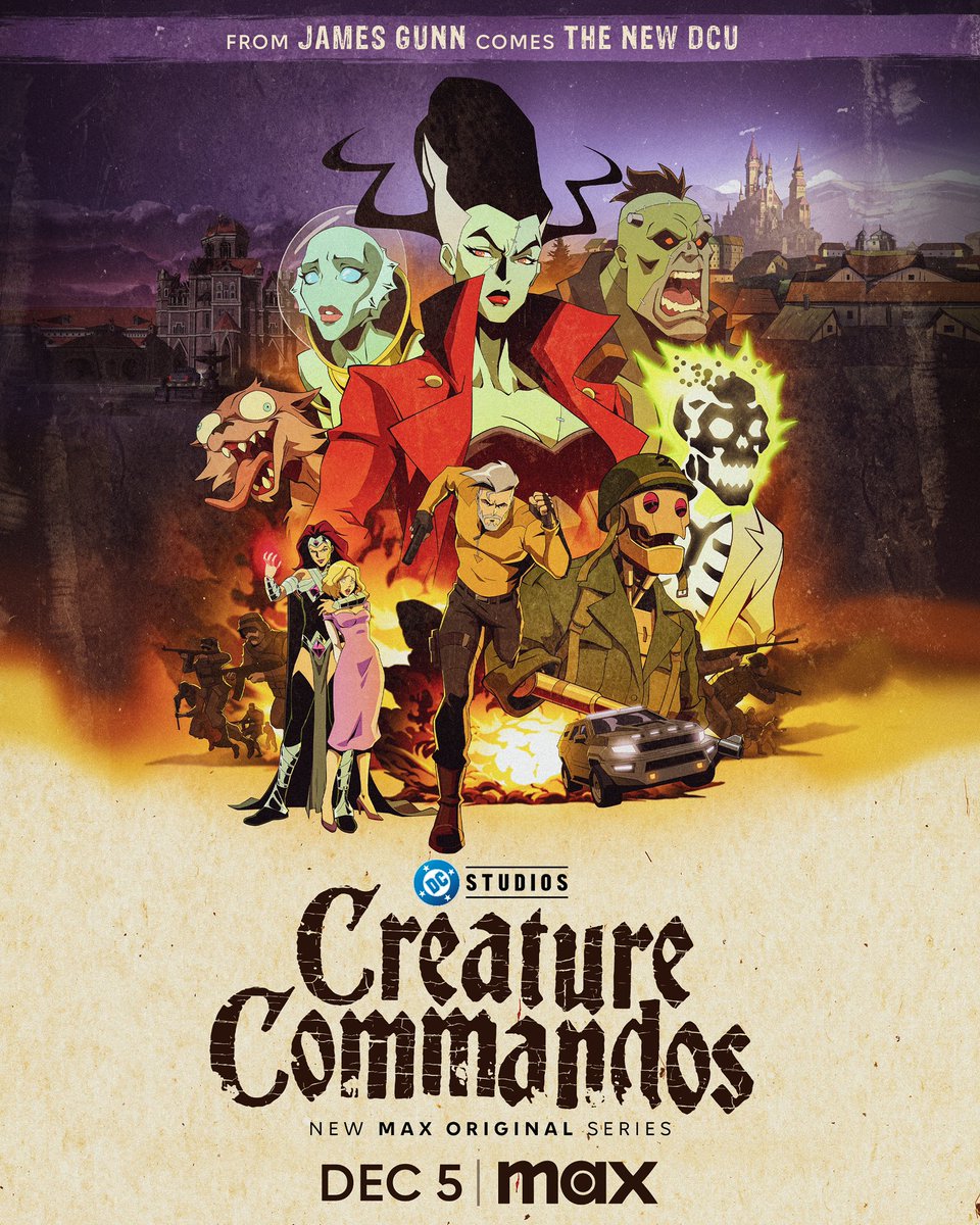 JamesGunn's tweet photo. Who needs heroes when you’ve got monsters?
Stream the two-episode premiere of the new DC Studios and Max Original Series #CreatureCommandos December 5th, exclusively on @StreamOnMax. https://t.co/KF4yW3YubJ