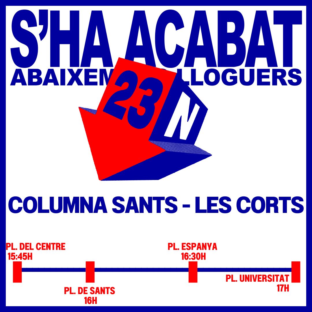 Per les que vivim pujades abusives de lloguer, les que no podem emancipar-nos i les que veiem com el preu de la hipoteca es multiplica, dissabte sortim per dir que S'HA ACABAT i ho fem juntes com a barri ✊

Ens veiem a les 15.45h a Pl del Centre!