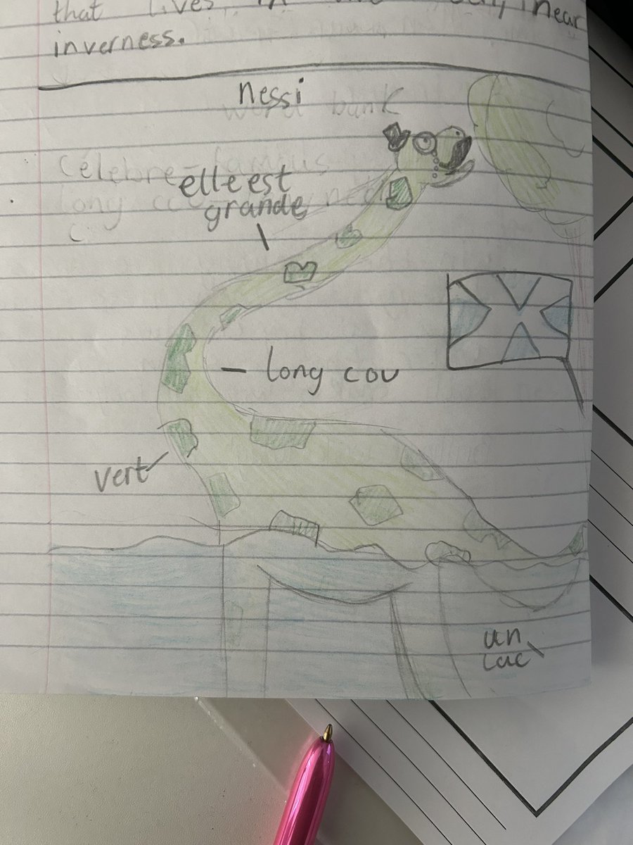 Some lovely Nessie drawings as part of S1’s topic- Les mythes et légendes! Did you know Nessie is thought to be a lost ‘Guivre’ which is a French mythological creature 🤔