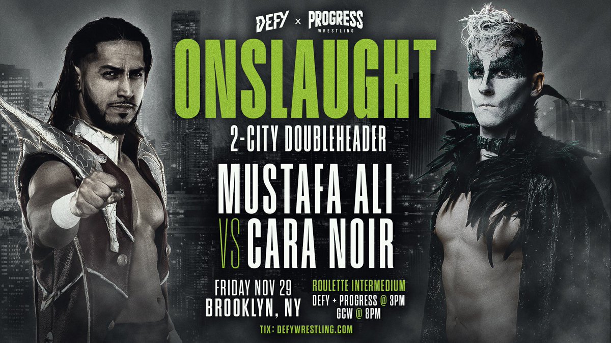Planeta_Wrest's tweet photo. Cara Noir volverá a ser protagonista luego de estos dos grandes combates confirmados para DEFY x PROGRESS ONSLAUGHT:
- 29/11: contra Mustafa Ali
- 1/12: contra Timothy Thatcher
#DEFY #PROGRESS #DEFYxPROGRESS @defyNW @ThisIs_Progress @CaraNoirPW https://t.co/QjPhspqNuG
