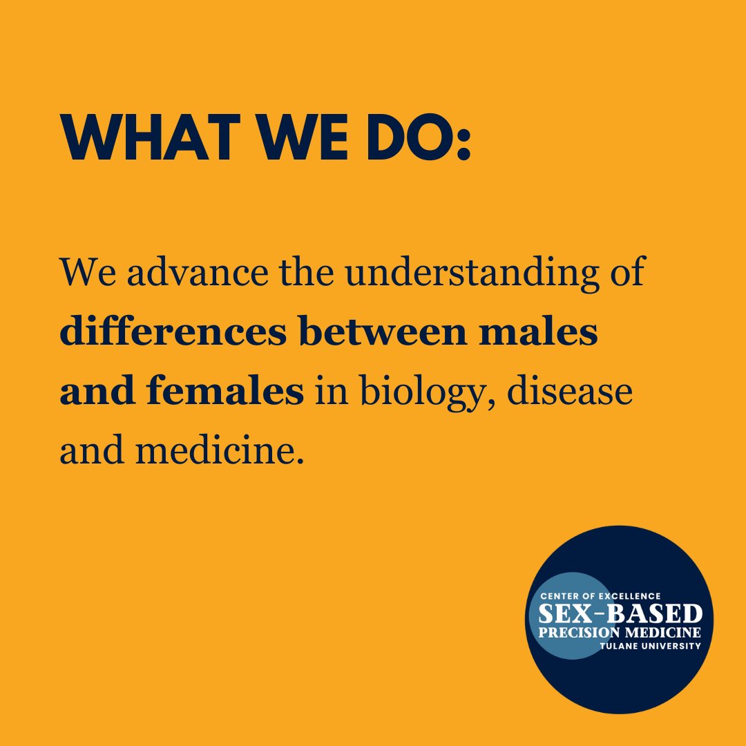 The Tulane Center of Excellence in Sex-Based Precision Medicine (TCESPM) is dedicated to understanding how biological sex impacts health with the goal of developing sex-based precision medicines. Follow us to learn more!

#SABV #sexdifferences #precisionmedicine #tulanemedicine