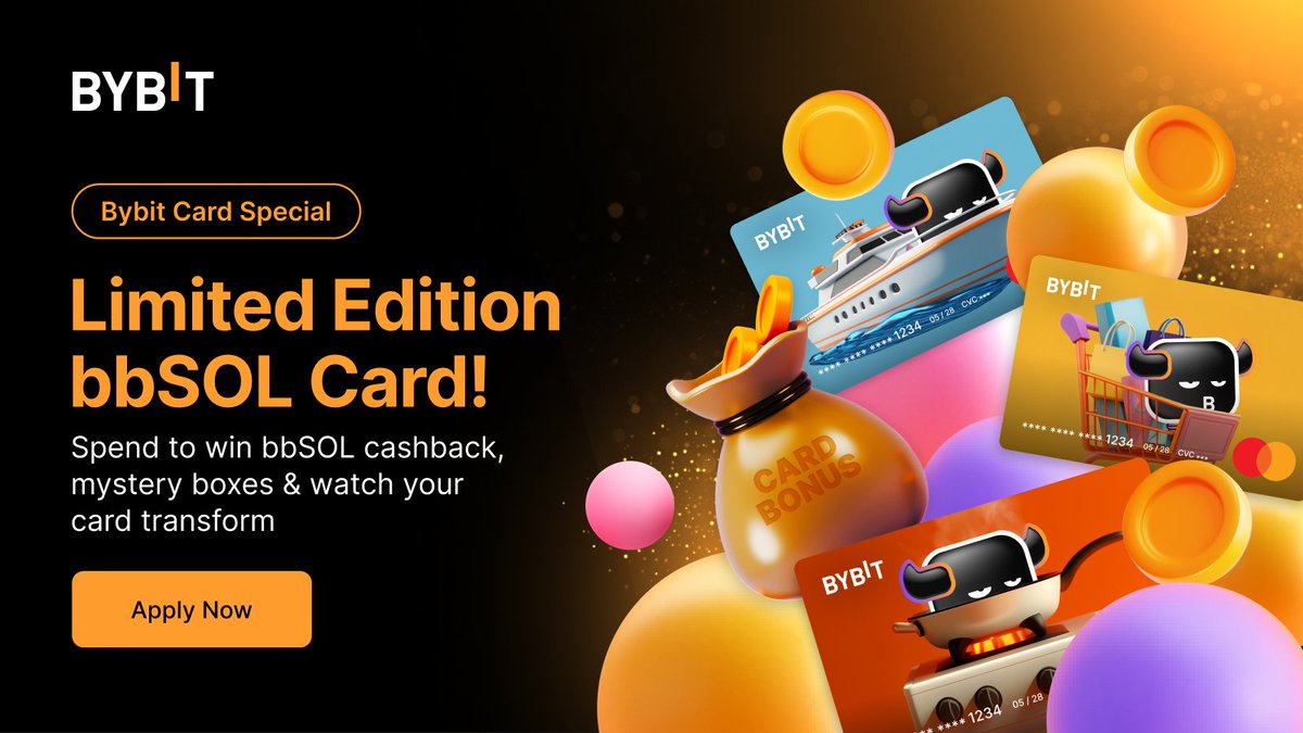 Bybit_Official's tweet photo. bbSOL is here! 

Unlock rewards and watch your card transform! ✨💸 

Register Now! https://t.co/dpd3LQnRhZ https://t.co/nu5Ssux3hQ