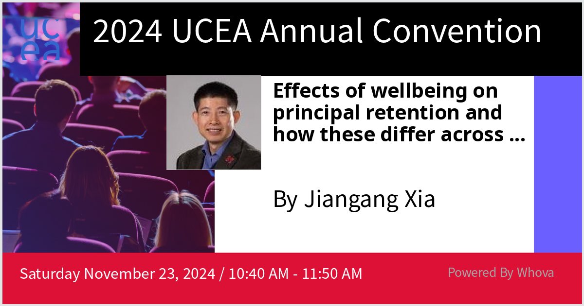 Sam and I will give a talk at 2024 UCEA Annual Convention on Effects of wellbeing on principal retention and how these differ across gender and rurality.. Hoping for a great turnout! #UCEA24 ⁦<a href="/UCEA/">UCEA</a>