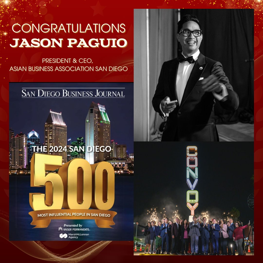 Our team is thrilled to celebrate ABASD President &amp; CEO, Jason Paguio, for being highlighted in the @SDBusiness SD500: San Diego's Most Influential People 2024 for a 5th consecutive year! 🏆

Check out the SD500 list: sdbusinessjournal.pressreader.com/san-diego-busi…