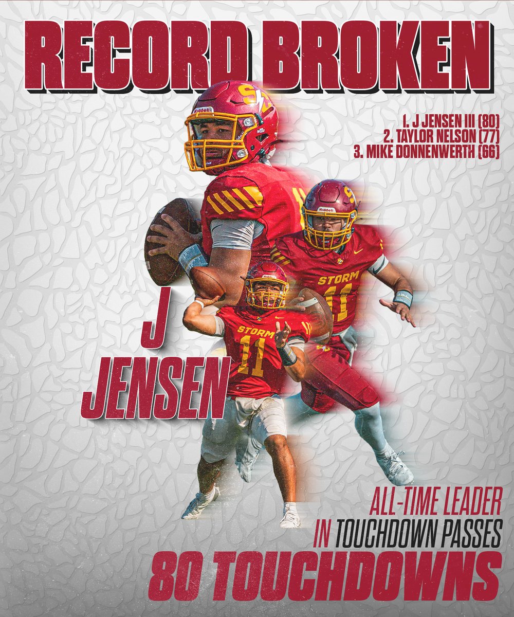 Simpson Storm Sports (@stormsports) on Twitter photo ICYMI - J Jensen III officially etched his name in history as <a href="/scstormfootball/">Simpson Football ⚡️</a>'s all-time leader in passing touchdowns!
He wraps up his career with 80 touchdowns, 751 completions, and 8,562 yards - ranking second all-time in completions and yardage.
#rollriversFB #d3fb ICYMI - J Jensen III officially etched his name in history as <a href="/scstormfootball/">Simpson Football ⚡️</a>'s all-time leader in passing touchdowns!
He wraps up his career with 80 touchdowns, 751 completions, and 8,562 yards - ranking second all-time in completions and yardage.
#rollriversFB #d3fb