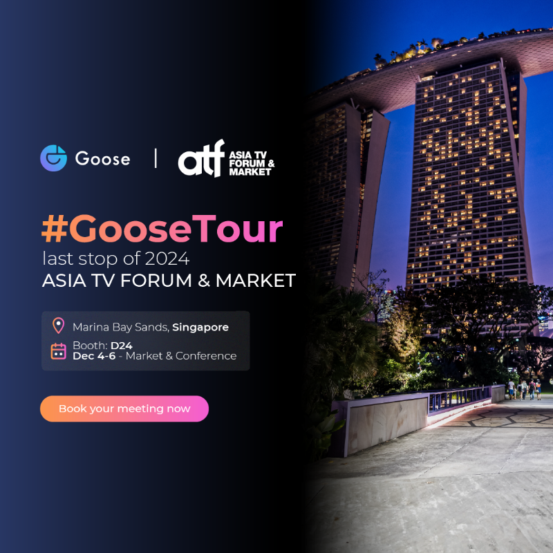 GooseOtt's tweet photo. Let’s get together for the last stop of the 2024 #GooseTour! 🌎✈️🎉
🤝 Our Goose Experts will be at the @asiatvforum in Singapore to share our all in one streaming solution.
🗓️ Book a meeting with us and take the first step to revolutionize your video content ⤵️
#ATF2024
