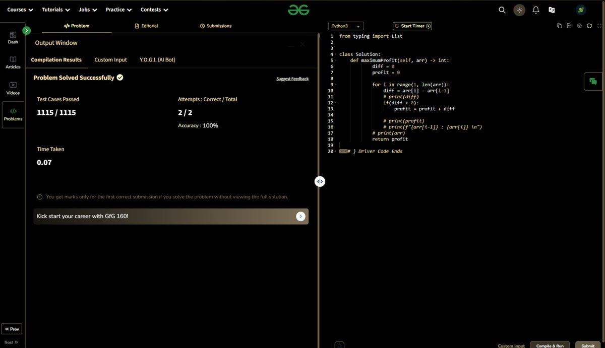 Harsh (@harshdev_) on Twitter photo Day 3 of #gfg160 🌟
Solved These Problems on GFG 160:
1. Stock Buy and Sale ✅
Excited to keep the streak alive!
📸 Screenshot attached.
#geekstreak2024 <a href="/geeksforgeeks/">GeeksforGeeks</a>
Let’s do this! Day 3 of #gfg160 🌟
Solved These Problems on GFG 160:
1. Stock Buy and Sale ✅
Excited to keep the streak alive!
📸 Screenshot attached.
#geekstreak2024 <a href="/geeksforgeeks/">GeeksforGeeks</a>
Let’s do this!