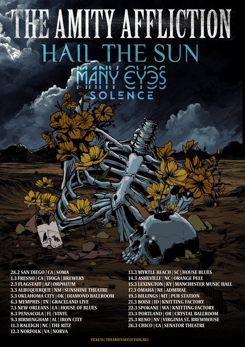 The Amity Affliction (@amityaffliction) on Twitter photo 🇺🇸We are headed back in Feb/March Excited to have <a href="/hailthesun/">Hail The Sun</a> @manyeyesmusic @solenceofficial joining us for all of the dates. Tickets on sale tomorrow VIP is on sale NOW! TAA.Soundrink.com 🇺🇸We are headed back in Feb/March Excited to have <a href="/hailthesun/">Hail The Sun</a> @manyeyesmusic @solenceofficial joining us for all of the dates. Tickets on sale tomorrow VIP is on sale NOW! TAA.Soundrink.com