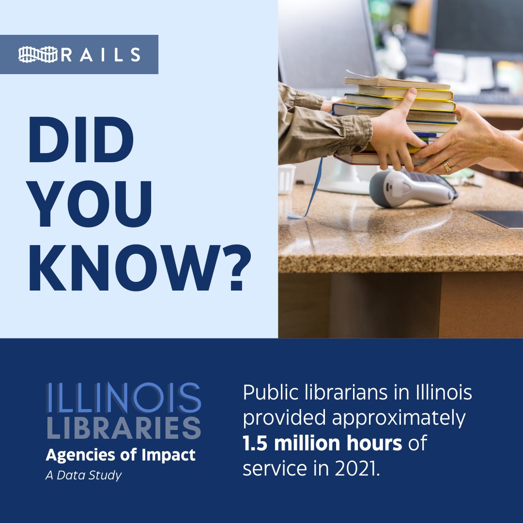 Fact: Public librarians in Illinois provided approximately 1.5 million hours of service in 2021.

That’s 171 years’ worth of service to their communities.

➡ Learn more at mylibraryis.org/talking-points.