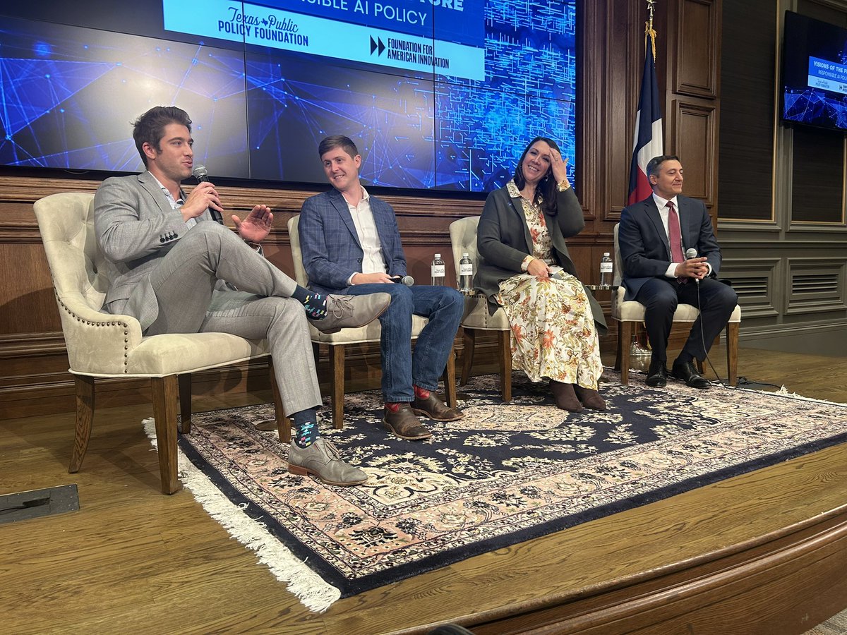Texas Public Policy Foundation (@tppf) on Twitter photo TPPF’s <a href="/DDDunmoyer/">David Dunmoyer</a> kicks off our Visions of The Future: Responsible AI Policy event with Texas Representative <a href="/VoteGiovanni/">Giovanni Capriglione</a>, <a href="/JoinFAI/">Foundation for American Innovation 🇺🇸🚀</a>’s <a href="/LEHogg/">Luke Hogg</a> and Texas’ Chief Information Officer <a href="/ACrawfordDIR/">Amanda Crawford</a> TPPF’s <a href="/DDDunmoyer/">David Dunmoyer</a> kicks off our Visions of The Future: Responsible AI Policy event with Texas Representative <a href="/VoteGiovanni/">Giovanni Capriglione</a>, <a href="/JoinFAI/">Foundation for American Innovation 🇺🇸🚀</a>’s <a href="/LEHogg/">Luke Hogg</a> and Texas’ Chief Information Officer <a href="/ACrawfordDIR/">Amanda Crawford</a>
