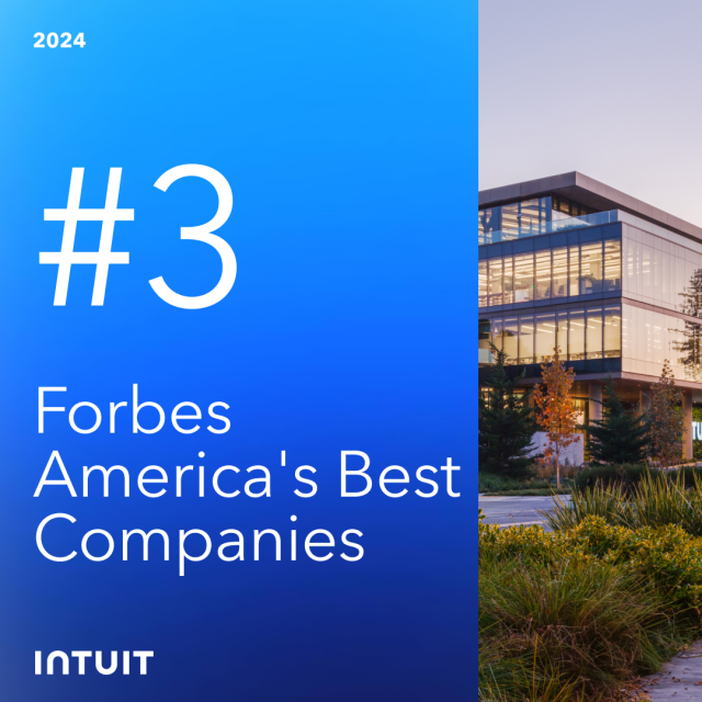 HDRecruiter's tweet photo. Intuit ranked #3 on the Forbes America's Best Companies list! 🏆 This award highlights our great workplace and the impact we're having on consumers and businesses. #WeAreIntuit https://t.co/dTRzjLgFNZ https://t.co/65TfS0riAE https://t.co/mWLqb1ecpK