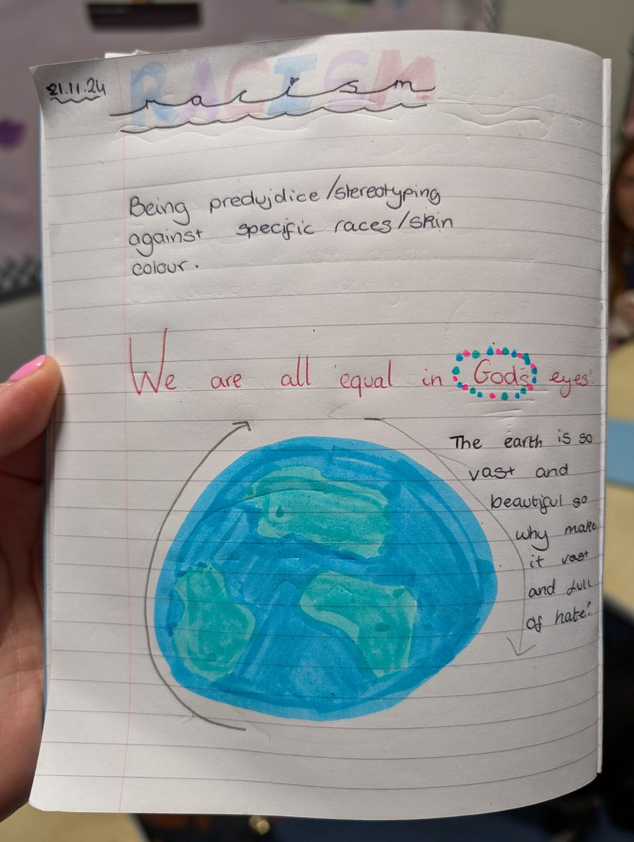 SecondaryEng's tweet image. Form time spiritual time reflections on the topic of racism. Students are given a word. We watch a service via Teams Call whole school. Then we reflect on it all. ✊🏾✊🏼✊🏿 #formtime