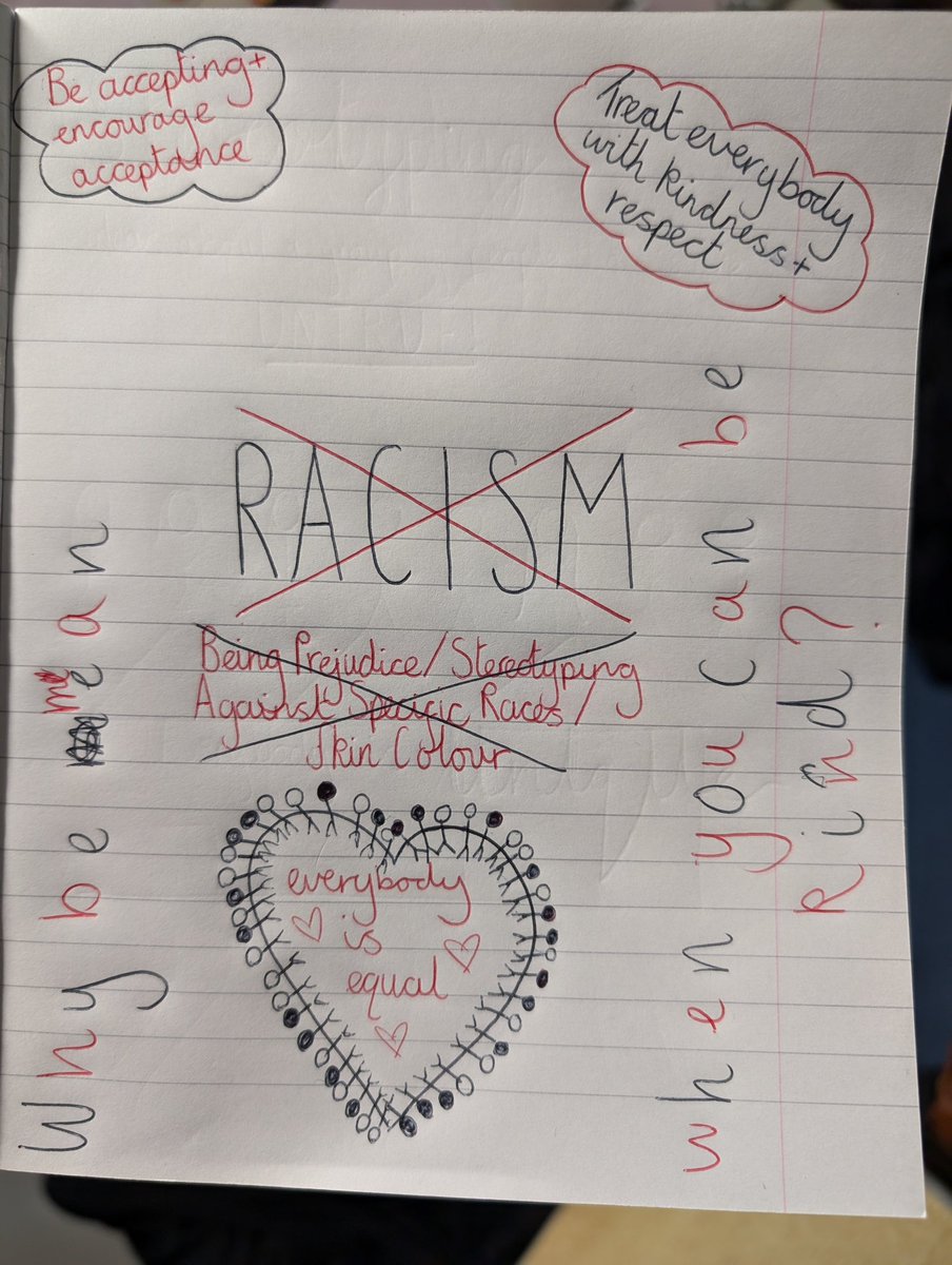 SecondaryEng's tweet image. Form time spiritual time reflections on the topic of racism. Students are given a word. We watch a service via Teams Call whole school. Then we reflect on it all. ✊🏾✊🏼✊🏿 #formtime