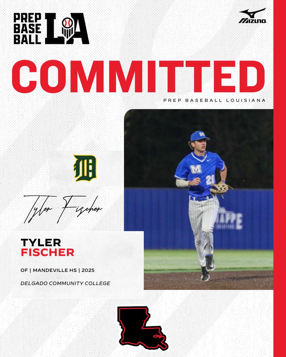 Prep Baseball Louisiana (@prepbaseballla) on Twitter photo Congratulations to 2025 Tyler Fischer (Mandeville HS) on his commitment to Delgado Community College. Fischer is 4️⃣0️⃣th commit from our Top Prospect Games. #BeSeen
<a href="/AlexArmandPBR/">Alex Armand</a> | <a href="/Tyler__Leary/">Tyler Leary</a>
👤 loom.ly/OYP5-Eo Congratulations to 2025 Tyler Fischer (Mandeville HS) on his commitment to Delgado Community College. Fischer is 4️⃣0️⃣th commit from our Top Prospect Games. #BeSeen
<a href="/AlexArmandPBR/">Alex Armand</a> | <a href="/Tyler__Leary/">Tyler Leary</a>
👤 loom.ly/OYP5-Eo