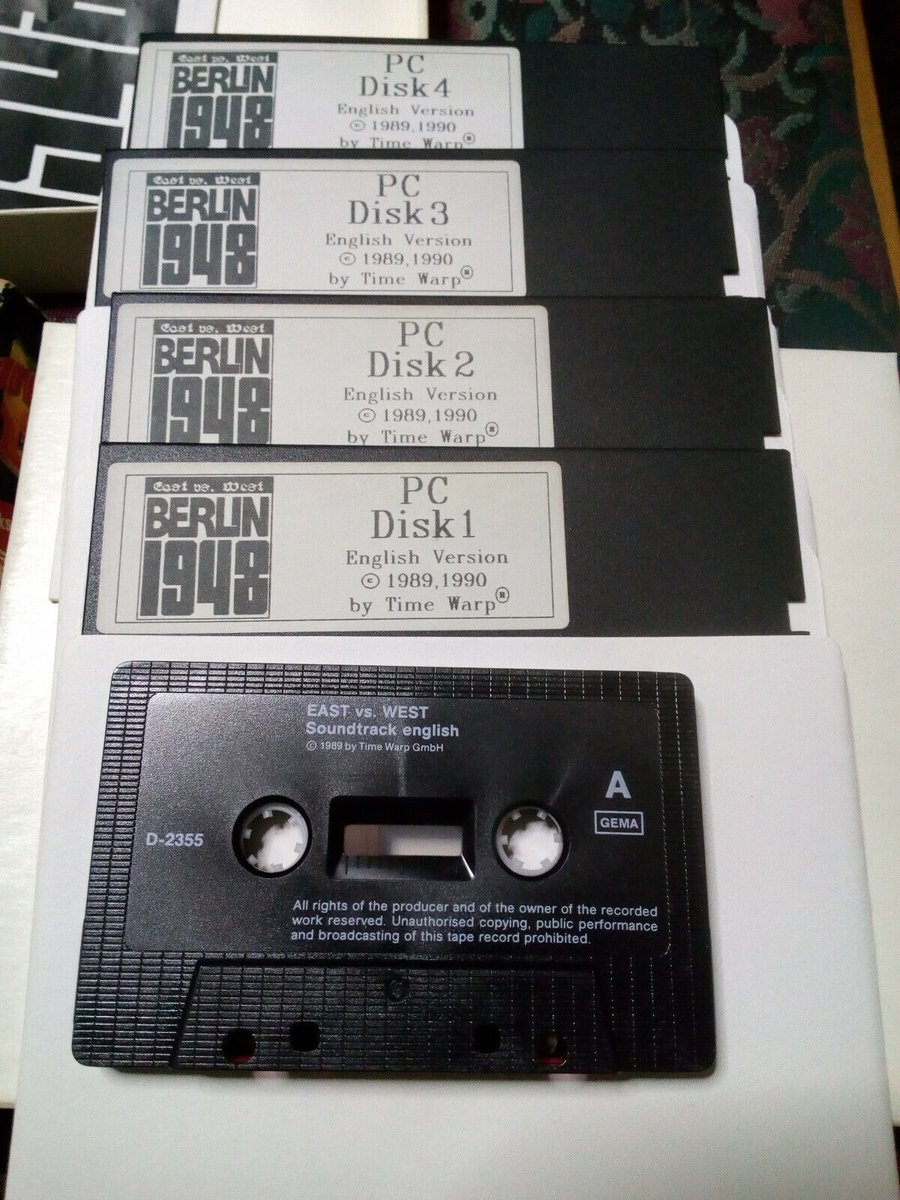 dosnostalgic's tweet photo. An interesting thing about Berlin 1948 is that instead of featuring any kind of digital sound it comes with a cassette tape that one is meant to play during the opening credits &amp; the intro.
#DOSGaming https://t.co/aPmAEBh47r