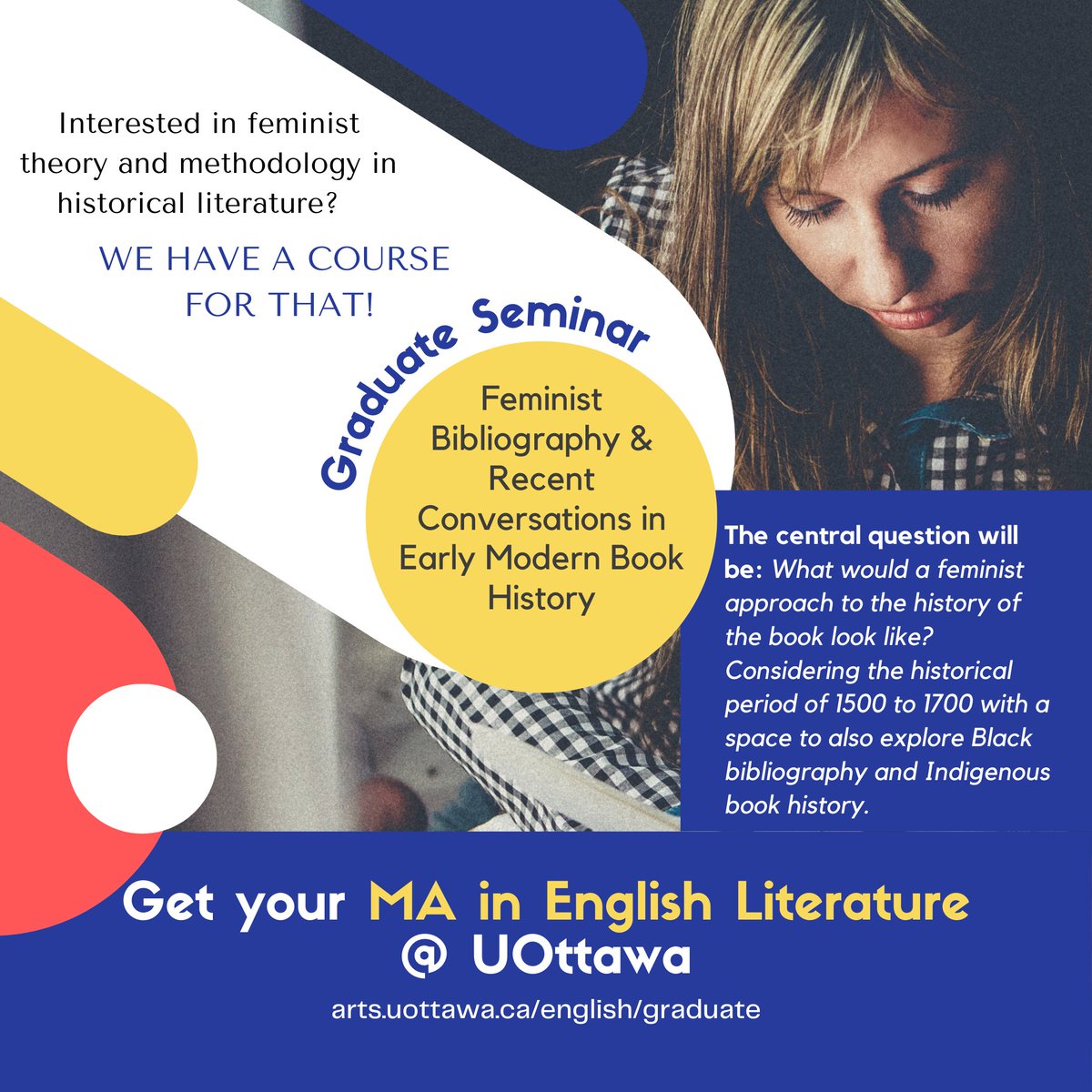 EnglishUOttawa's tweet photo. We have a course for that!

Here  some of our upcoming courses for next year's MA in English Literature

👉 Check it out and start enrolling now https://t.co/d6s9WsKMSu

#ottawacanada #writerslife #fantasyfiction #historicalfantasy #uottawa #artottawa #gradottawa https://t.co/bIk0fj0UK6