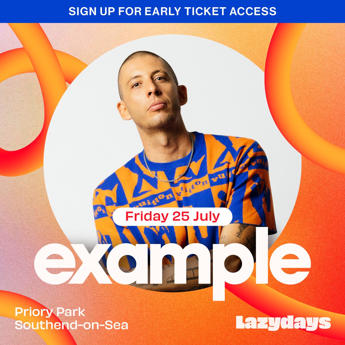 We're excited to announced that <a href="/example/">example</a> one of the UK's biggest dance music icons will 'Kickstart' <a href="/lazydaysfest/">Lazydays Festival</a> 2025 with a BANG 📷 headlining on Friday 25 July with two huge support artists still to be announced! Sign up for early ticket access now: bit.ly/example-tix-ac…