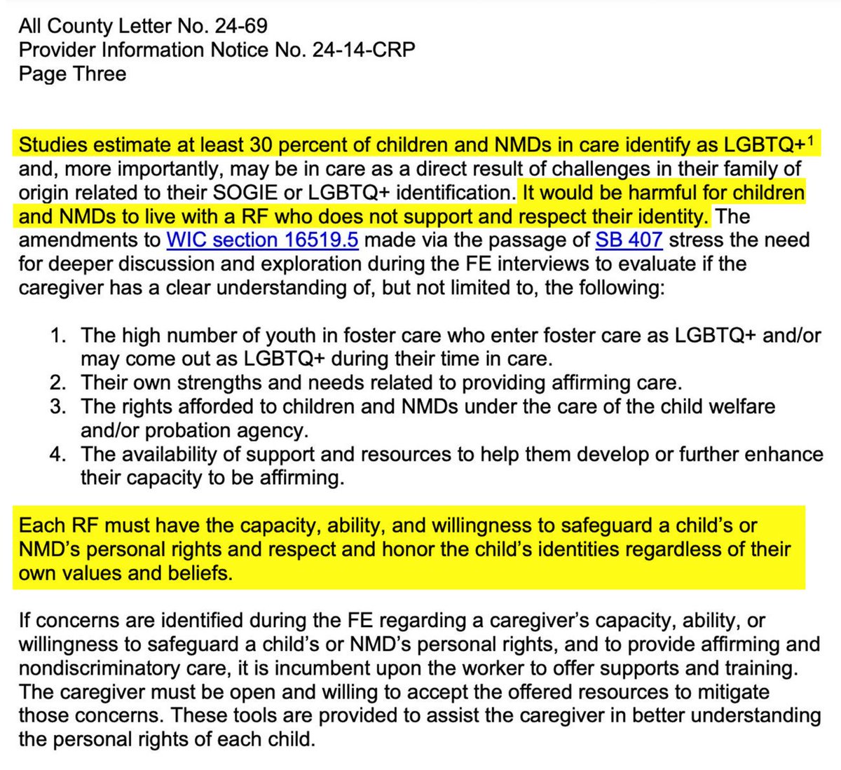 libsoftiktok's tweet image. BREAKING: Gavin Newsom's CA Department of Social Services sent out a notice to foster agencies that foster parents must affirm the gender identity of foster children, regardless of their personal beliefs or values. If a worker has concerns, the foster parent must undergo…