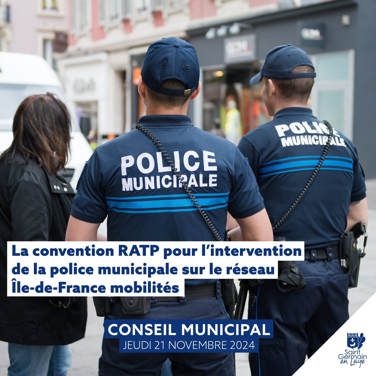 #ConseilMunicipal | Nous approuvons la #convention de partenariat entre <a href="/StGermainLaye/">St-Germain-en-Laye</a>, la <a href="/RATPgroup/">RATP Group</a> et <a href="/IDFmobilites/">IDF Mobilités</a>.

La #policemunicipale pourra intervenir sur différentes lignes, dans la station de RER, pour constater diverses infractions liées à la police des #transports.