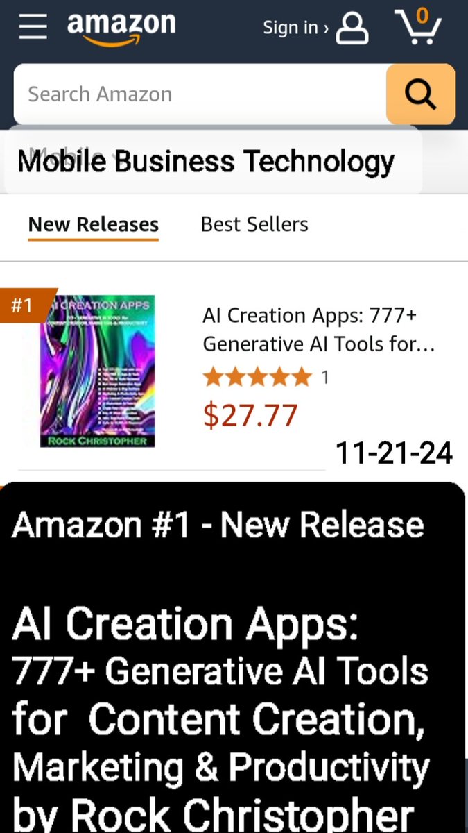 Ranked #1 
Best NEW Release #Amazon 11-21-24
Business Technology 
amzn.to/4eVUokC
AI CREATION APPS: 777+ Generative 
AI Tools for Content Creation, Marketing 
&amp; Productivity
Links to 10,000+ 
#AI Resources 
by <a href="/RockChristopher/">Rock Christopher</a> Author &amp; Founder SuccessCENTER.com
 &amp;