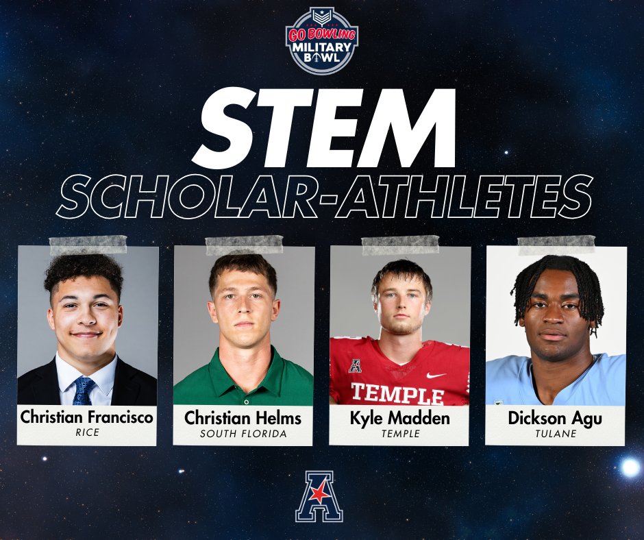 Go Bowling Military Bowl (@militarybowl) on Twitter photo Christian Francisco : Mechanical Engineering
<a href="/christianhelms_/">Christian Helms</a> : Exercise Science
<a href="/KyleMadden/">Kyle Madden</a> : Industrial and Systems Engineering
<a href="/THE_DAGU/">Dickson Agu💎✨</a> : Neuroscience Christian Francisco : Mechanical Engineering
<a href="/christianhelms_/">Christian Helms</a> : Exercise Science
<a href="/KyleMadden/">Kyle Madden</a> : Industrial and Systems Engineering
<a href="/THE_DAGU/">Dickson Agu💎✨</a> : Neuroscience
