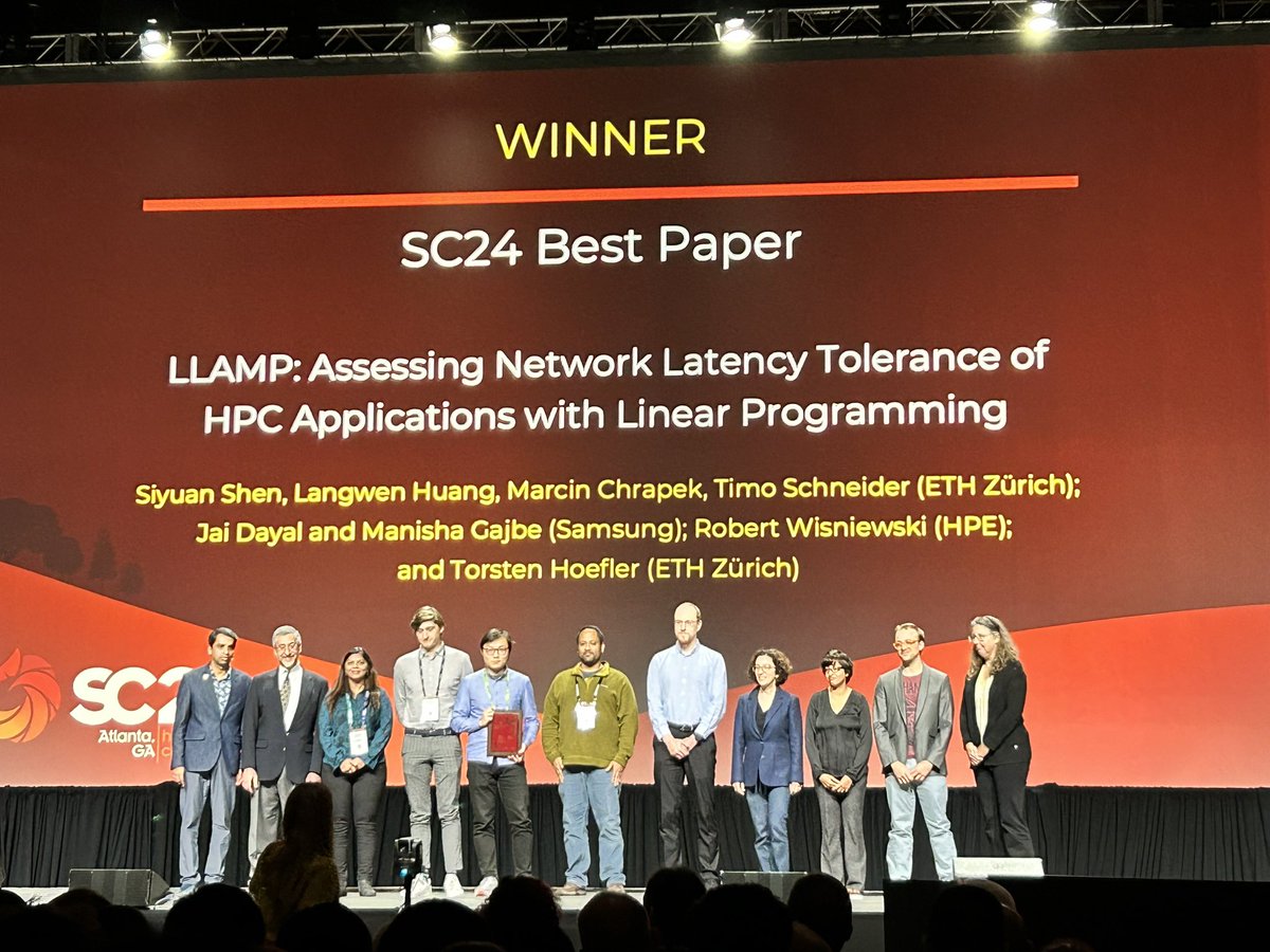 mgg_ch's tweet image. Congratulations @thoefler @spcl_eth for #SC24 Best Paper Award!!! Ad maiora semper!! #HPC #AI !! Bravo!