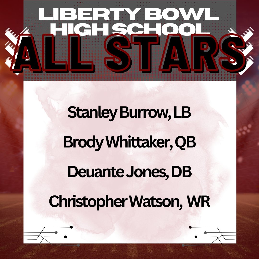 Our Liberty Bowl High School All Stars! They will get to suit up one more time for MASE after the season is over! 

Make sure to come support them in Round 3 of the playoffs Friday Night at 7pm at Crump Stadium as they take on Union City! We need EVERYONE there!