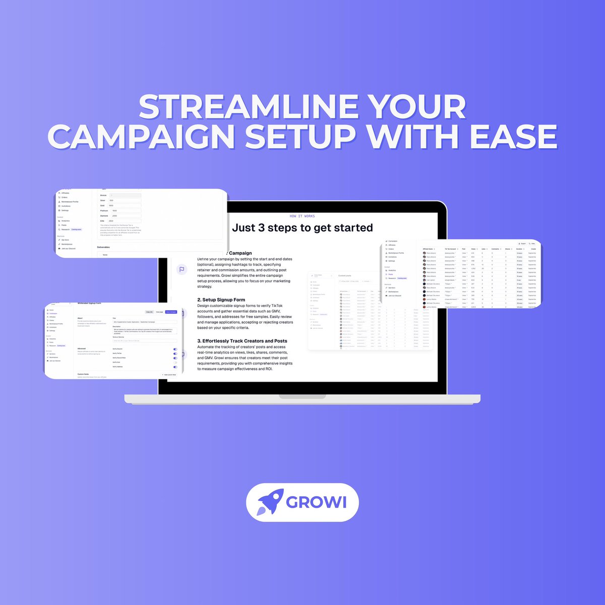 GrowiOfficial's tweet photo. Streamline Your Campaign Setup with Ease

Managing campaigns shouldn’t be complicated. Growi makes it effortless to plan, track, and execute campaigns like a pro.

✅ Hassle-Free Setup: Define timelines, hashtags, and post requirements in minutes.
✅ Custom Signup Forms: Vet creators and gather essential data effortlessly.
✅ Automated Tracking: Monitor creator posts and real-time performance metrics.
✅ Boost ROI: Get comprehensive insights to refine your strategy.

Say goodbye to inefficiency. Growi helps you focus on what matters—scaling your success.

💻 Ready to transform your campaigns?
👉 Visit us at https://t.co/4ASXvShgXv

#Growi #CampaignManagement #CreatorTracking #InfluencerMarketing #MarketingMadeEasy