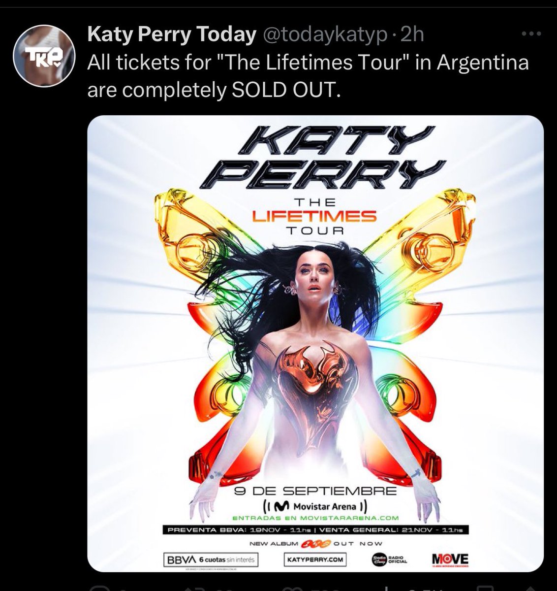 messiflopp's tweet photo. 🚨 Despite all the online hate she received this year from jobless users who can’t escape their rooms, Katy Perry has SOLD OUT all the shows for her upcoming Lifetimes Tour in the UK, AUSTRALIA, MEXICO, and ARGENTINA with over 600,000 Tickets SOLD! https://t.co/1GJ7QhsqJx