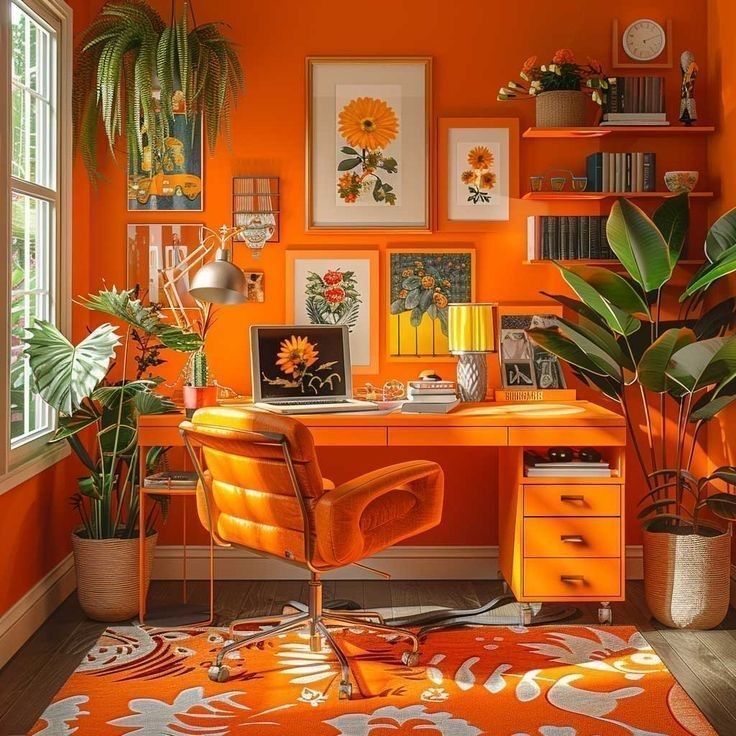 WallsofWhimsy's tweet photo. This bright and cheery office is sure to keep the positive vibes and your creative juices flowing. 🌻🧡

#interiordesign #eclecticdecor #interiordesigninspo #interiordesigninspiration #homeofficeinspo #homedecor #eclecticdesign #brightinteriordecot https://t.co/WMTHdo4jY6