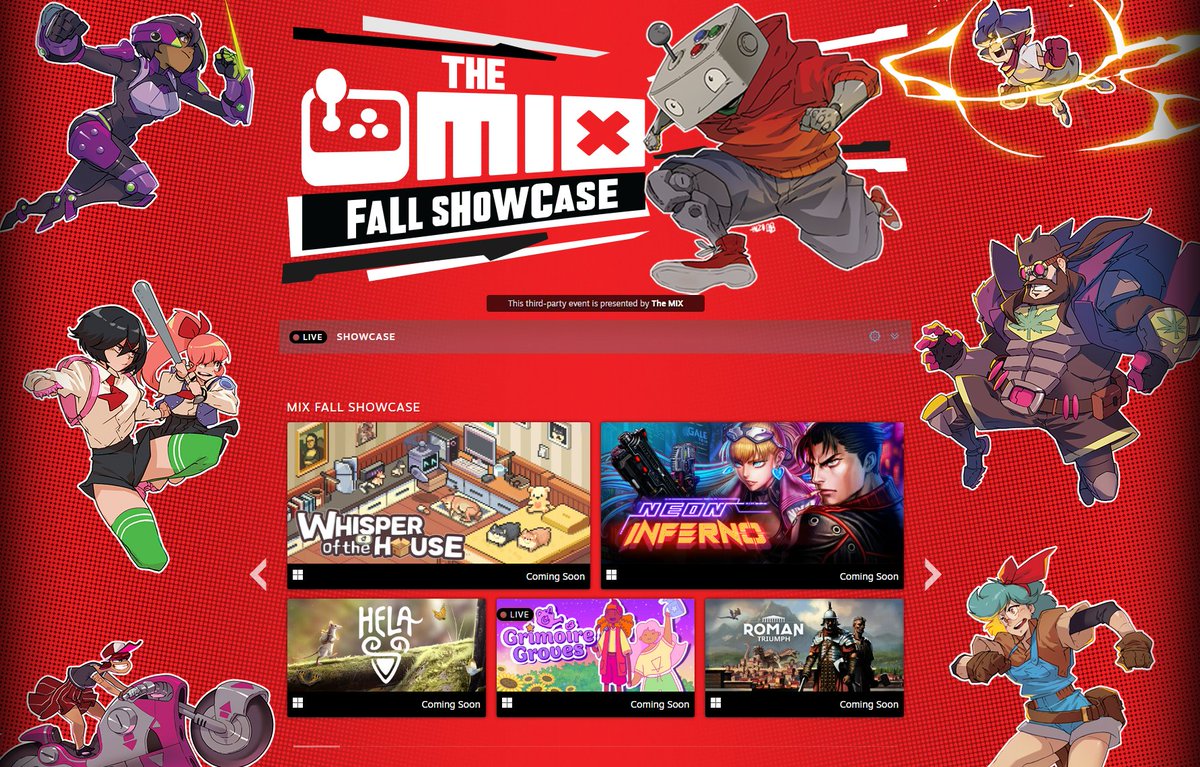 Be sure to stop by our Steam page for our Fall 2024 Showcase where you can wishlist all the games shown today!

Remember - wishlisting helps the developer and is ALWAYS appreciated! 🙏

➡️ bit.ly/SteamMIXFall24